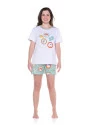 Pijama Sonhart Feminino Blusa Manga Curta E Short Estampado