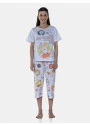 Pijama Feminino Sonhart  Manga Curta e Corsário Estampada