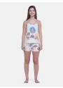 Pijama Curto Feminino Regata Alça Fina e Short Estampa Pat