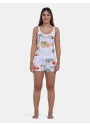 Pijama Curto Feminino Regata Alça Fina e Short Estampa Pat e Annie