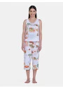 Pijama Feminino Regata Média e Calça Corsário Estampada