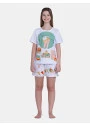Pijama Feminino Blusa Manga Curta e Short Estampa Pat
