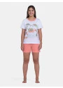 Pijama Feminino Blusa Manga Curta e Short Estampa Pat e Annie