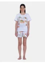 Pijama Feminino Blusa Manga Curta e Short Estampa Pat e Annie
