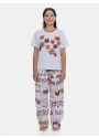 Pijama Manga Curta Feminino e Calça Estampa Pat Annie