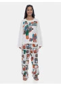 Pijama Feminino Adulto Manga Longa e Calça Estampada