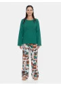 Pijama Feminino de Blusa Manga Longa e Calça Estampada