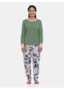 Pijama Feminino Adulto Manga Longa e Calça Estampada