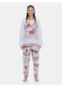 Pijama Feminino Adulto Manga Longa e Calça Estampada