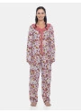 Pijama Feminino Adulto Blusa Botões Manga Longa e Calça Floral