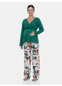 Pijama Sonhart Gestante Longo Blusa Decote V e Calça Estampada