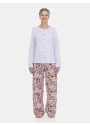 Pijama Feminino Longo Blusa Botões e Calça Floral