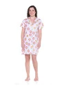 Camisola Feminina Com Botões Manga Curta Estampa Floral 