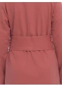 Costas Robe Feminino  Adulto Manga Longa Transpasse Cinto Rosa