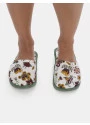 Pantufa Feminina Fechada Adulto Floral Verde
