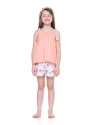 PIJAMA INFANTIL FEMININO BLUSA ALÇA LÁSTEX E SHORT PAT E NINA