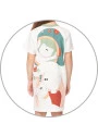 Costas Camisão Pijama Feminino Infantil manga curta Pat e Nina
