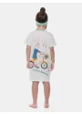 Pijama Camisão Feminino Infantil Manga Curta Pat e Ted