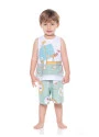 PIJAMA INFANTIL MASCULINO REGATA E BERMUDA ESTAMPADA