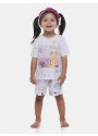 Pijama Feminino Infantil Manga Curta e Short Estampa Annie