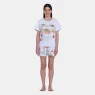 Pijama Feminino Blusa Manga Curta e Short Estampa Pat e Annie