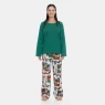 Pijama Feminino de Blusa Manga Longa e Calça Estampada