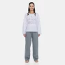 Pijama Feminino Adulto Blusa Manga Longa e Calça Cinza