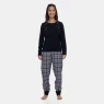 Pijama Feminino Manga Longa e Calça Xadrez Preta