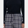 Pijama Feminino Manga Longa e Calça Xadrez Preta
