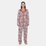 Pijama Feminino Adulto Blusa Botões Manga Longa e Calça Floral