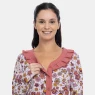 Pijama Feminino Adulto Blusa Botões Manga Longa e Calça Floral